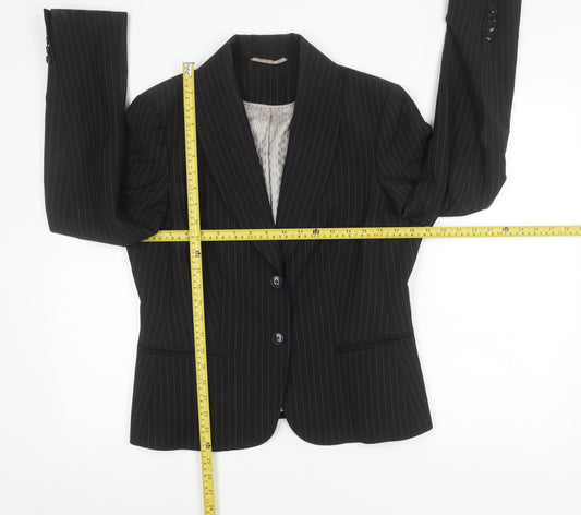 Austin Reed Women Black Pinstripe Suit Jacket Size 14 Wool Blend