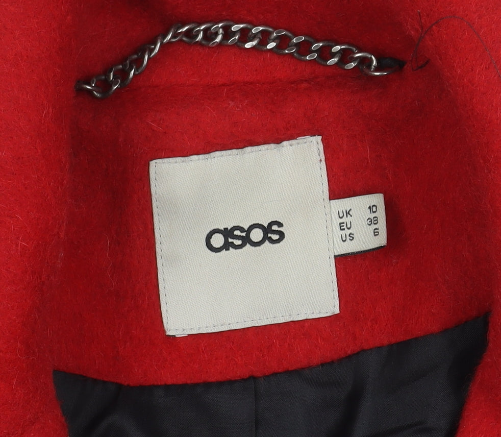Womens UK Size 10 ASOS Red Overcoat