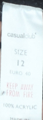 Casual Club Womens Black Roll Neck Ribbed Knit Jumper Size 12