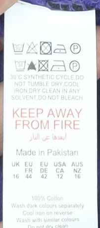 Boohoo Women Purple Size 16 Cotton Long Sleeve T-Shirt Dress