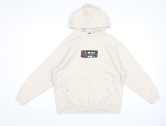 Zara Boys Beige Pullover Hoodie 13-14 Years Football Graphic Print