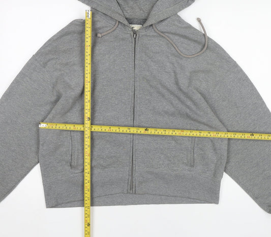 Hollister Womens Grey Full Zip Hoodie Sweatshirt Size M Cotton Blend