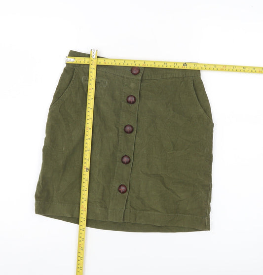 BDG Women’s Green Corduroy Button Skirt S Short Casual