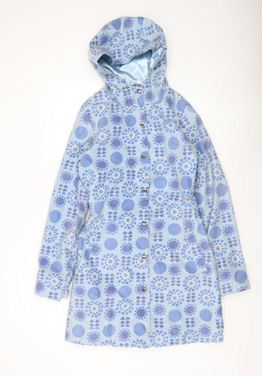 Womens UK Size S Fransa Blue Rain Coat
