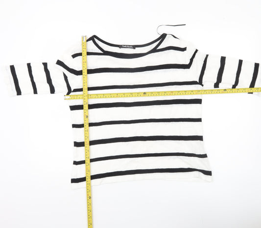 Betty Barclay Women’s Black White Striped 3/4 Sleeve Cotton Top Size 12