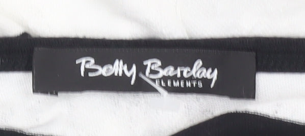 Betty Barclay Women’s Black White Striped 3/4 Sleeve Cotton Top Size 12