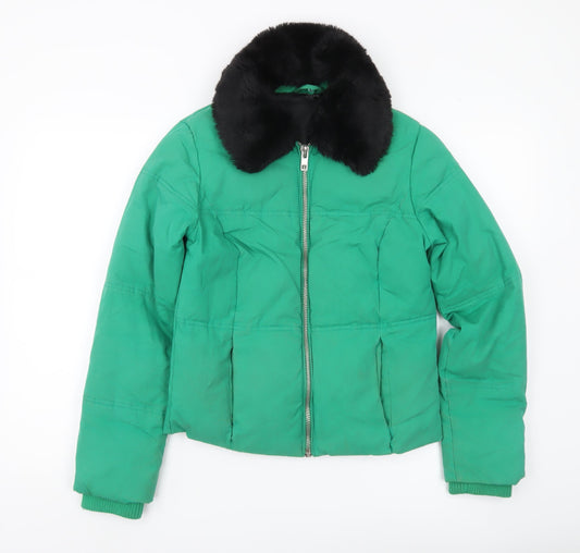 Womens UK Size 8 Topshop Green Puffer Jacket