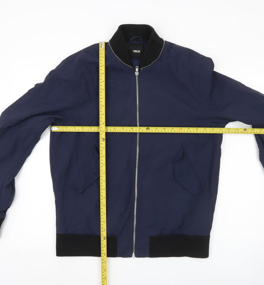 ASOS Men’s Blue Bomber Jacket M 38-40" Regular Fit Nylon Casual Zip