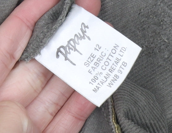 Papaya Women’s Grey Cotton Embroidered A-Line Knee Length Skirt Size 12