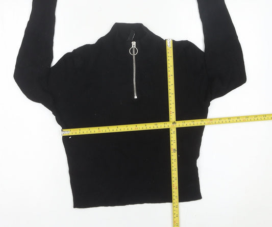 Womens UK Size M H&M Black Cropped T-Shirt