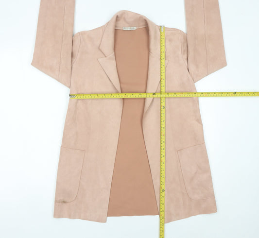 Zara Women Beige XS Blazer Mid-Length Single-Breasted