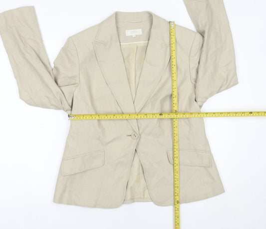 Marks and Spencer Women’s Beige Linen Blend Blazer UK 16
