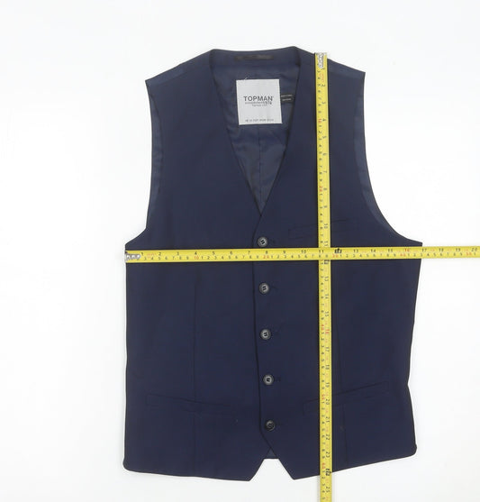 Mens UK Size 38 Topman Regular Blue Suit Waistcoat
