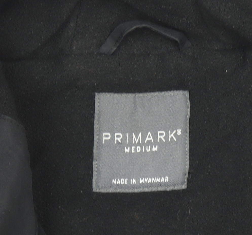 Primark Men’s Black Bomber Jacket Hooded Size M Polyester Casual