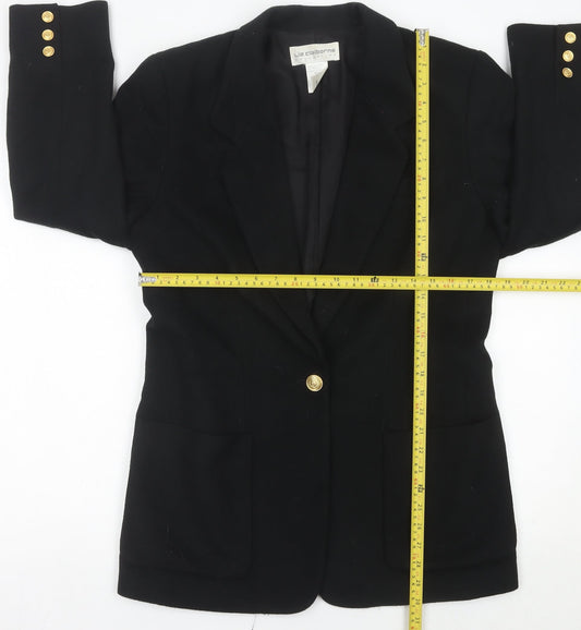 Liz Claiborne Womens Black Wool Blazer UK 10 Regular Fit