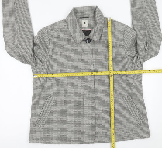 Tu Women’s Grey Geometric Short Jacket Size 20 Polyester Blend