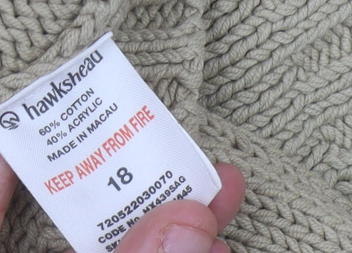 Hawkshead Womens Beige Long Sleeve Cotton Acrylic Cardigan Size 18