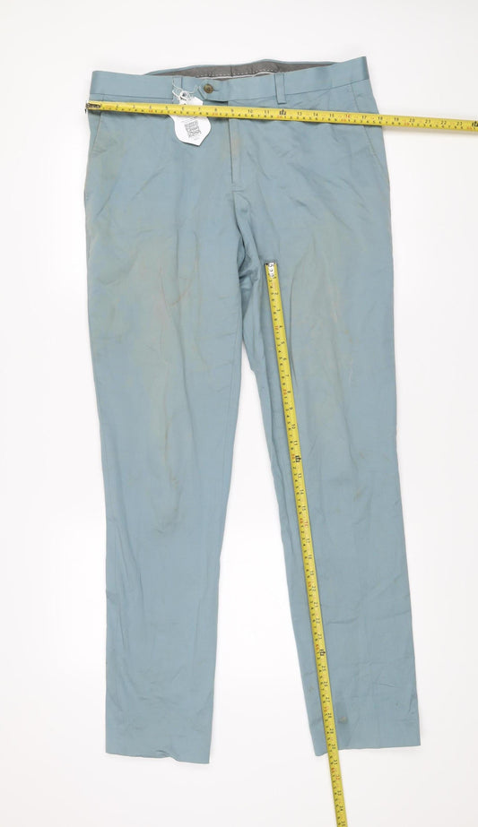 Next Men’s Blue Chino Trousers Size 34W 33L Slim Fit Cotton