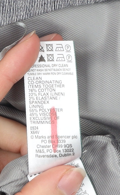 Jaeger Womens Grey Size 14 Midi Pencil Skirt Workwear Linen Blend