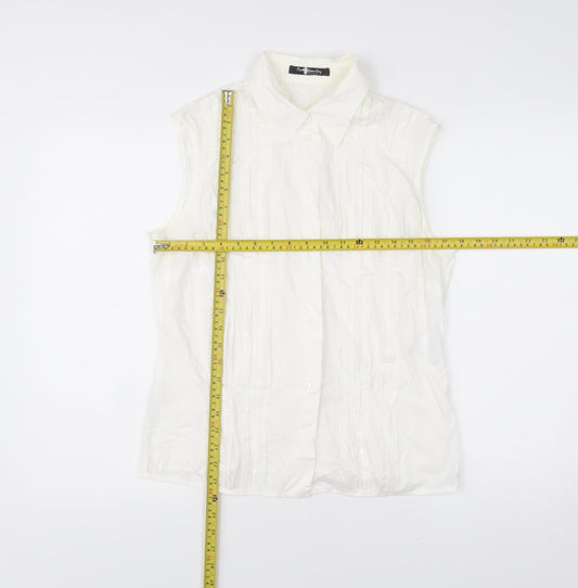 Betty Barclay Women’s White Cotton Sleeveless Button Up Blouse Size 16