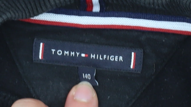 Additional view of Tommy Hilfiger boys’ black pullover sweatshirt logo crew neck 12 years