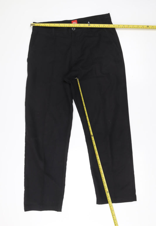 Slazenger Men's Black 32W Regular Fit Straight Leg Trousers