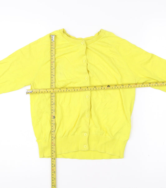 COS Women’s Yellow Cotton Crew Neck Button Cardigan Size 10