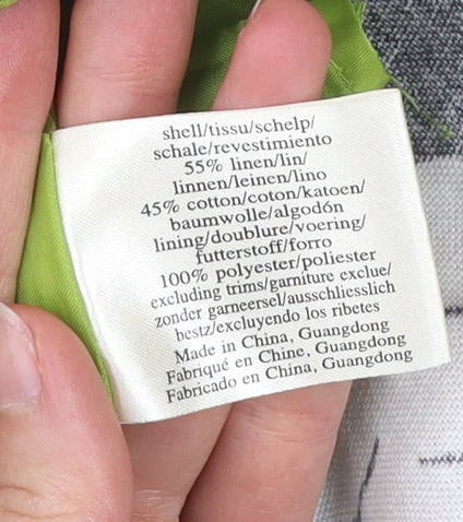 Laura Ashley Women’s Grey Floral Linen Cotton A-Line Skirt UK 12