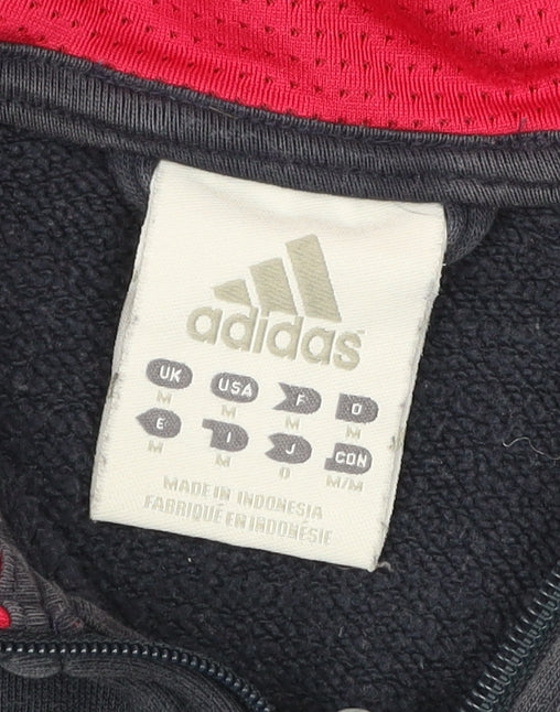 Mens UK Size M adidas Blue Full Zip Hoodie