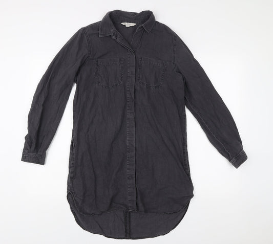 Additional front view of French Connection women’s black, size UK 6, shirt dress long sleeve casual