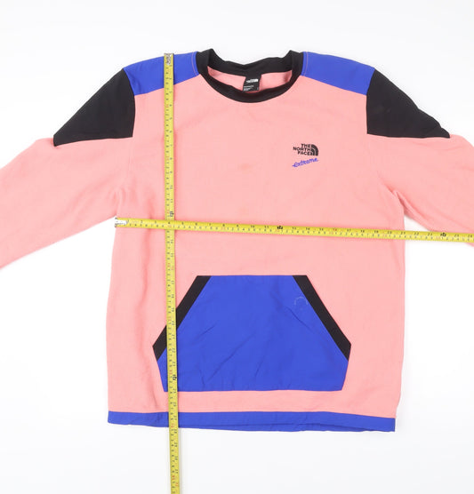 The North Face Mens Pink Blue Black Pullover Sweatshirt L Fleece Outdoor