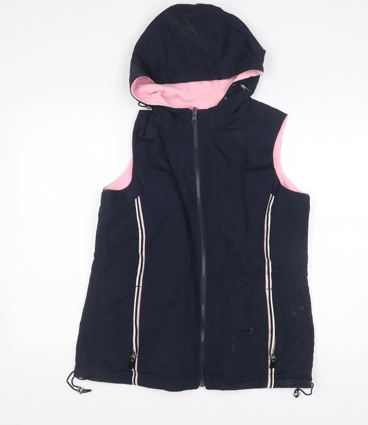 Cotton Traders Womens Blue Hooded Waistcoat Size 14 Outdoor Zip