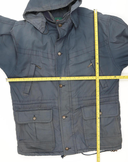 Baracuta Men's Blue Parka Jacket Size 40 Regular Hooded Lined