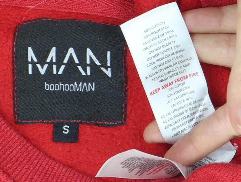 Mens UK Size S BoohooMAN Red Pullover Sweatshirt