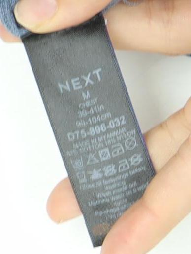 Next Men's Blue Cotton Long Sleeve Polo Shirt Size M