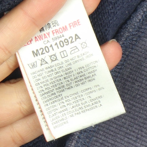 Superdry Mens Blue Pullover Hoodie M Logo Graphic Hooded Sweatshirt