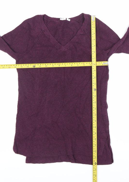 GAP Womens Purple XS V-Neck Pullover Knit Jumper Long Sleeve
