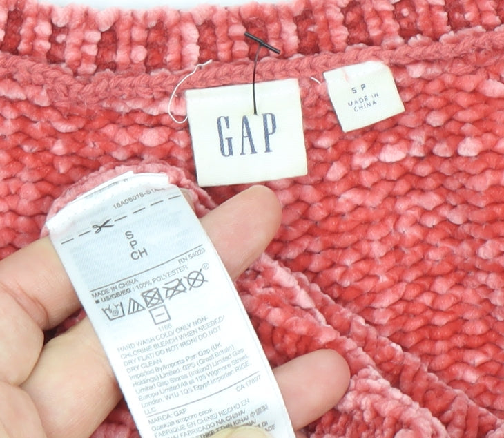 GAP Womens Red Petite Small V-Neck Pullover Jumper Polyester Knit