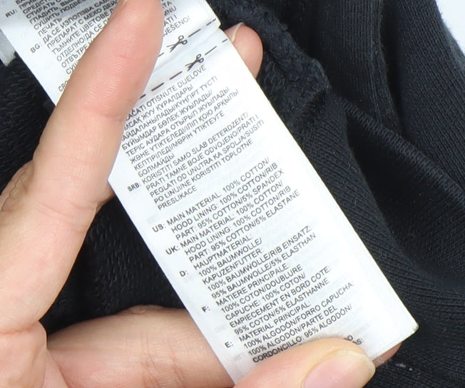 Adidas Womens Black Hoodie UK 14 Pullover Cotton Hooded Sweatshirt