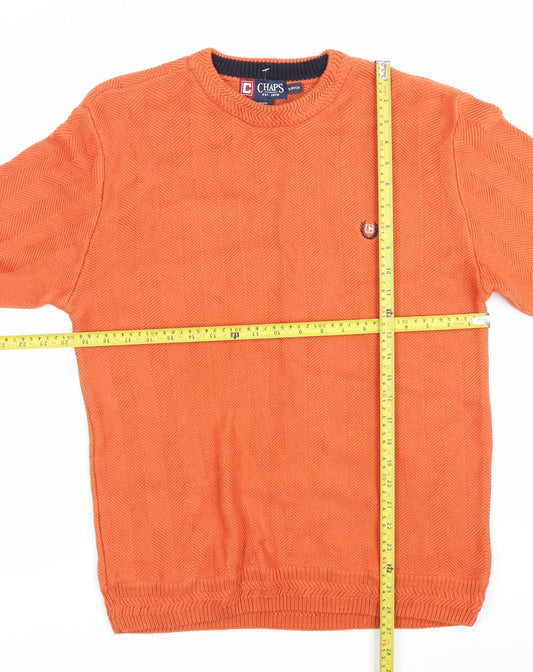 Chaps Men's Orange Knit Cotton Pullover Jumper Size S Crew Neck