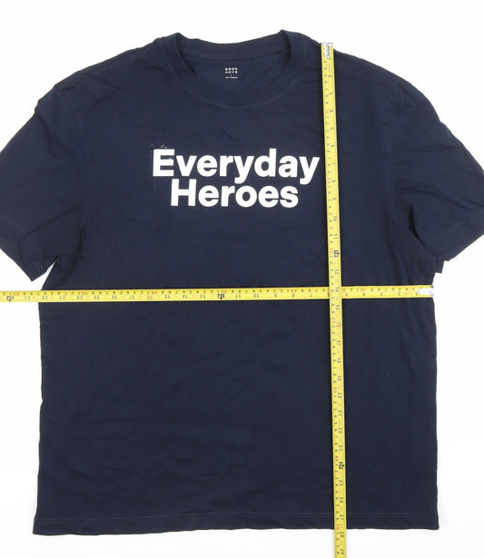 Marks and Spencer Men's Blue Graphic Everyday Heroes Father's Day T-Shirt Size L