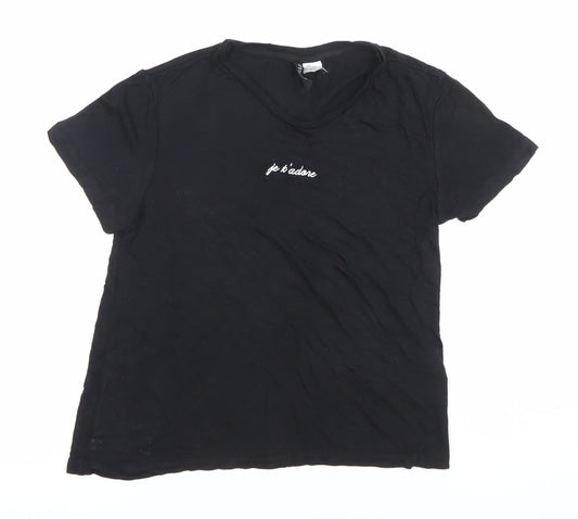 Womens UK Size XS H&M Black Basic T-Shirt