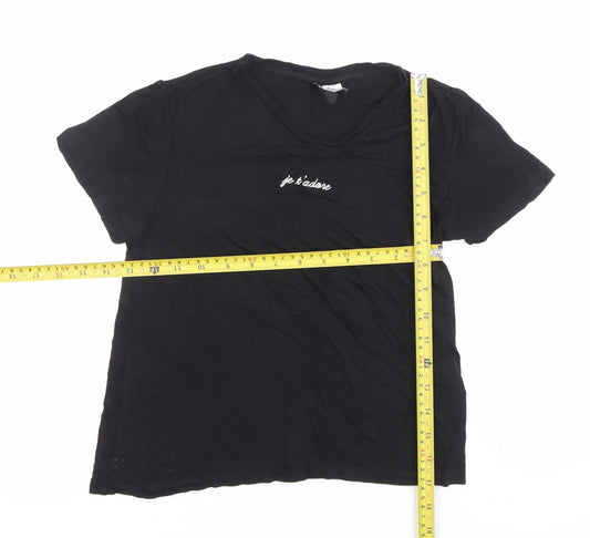 Womens UK Size XS H&M Black Basic T-Shirt