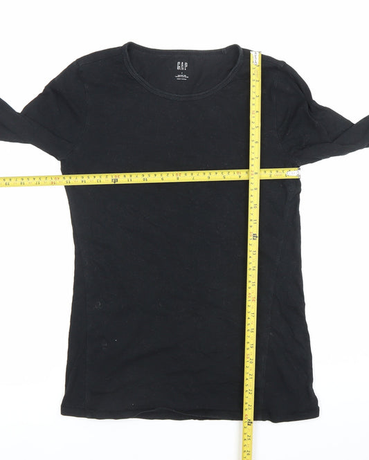 GAP Women’s Black Slim Fit Long Sleeve Feather Tee Top Size S