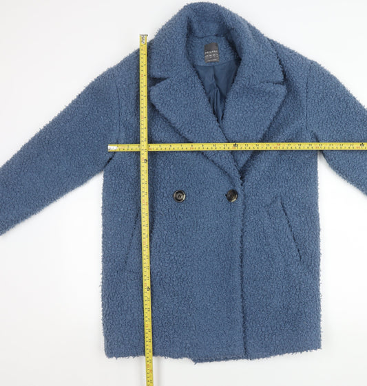 Primark Women’s Blue Mid-Length Fleece Overcoat Size 6