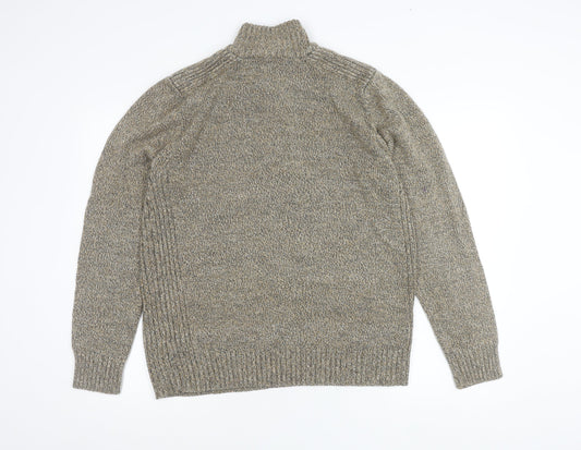 Kensington Eastside Men’s Grey L 1/4 Zip High Neck Knit Jumper