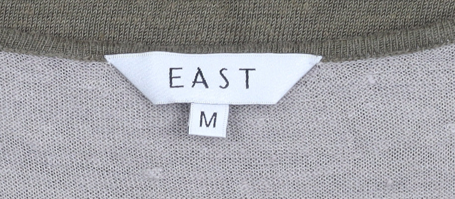 EAST Womens Green Linen Viscose Tank Top Size M V-Neck Sleeveless