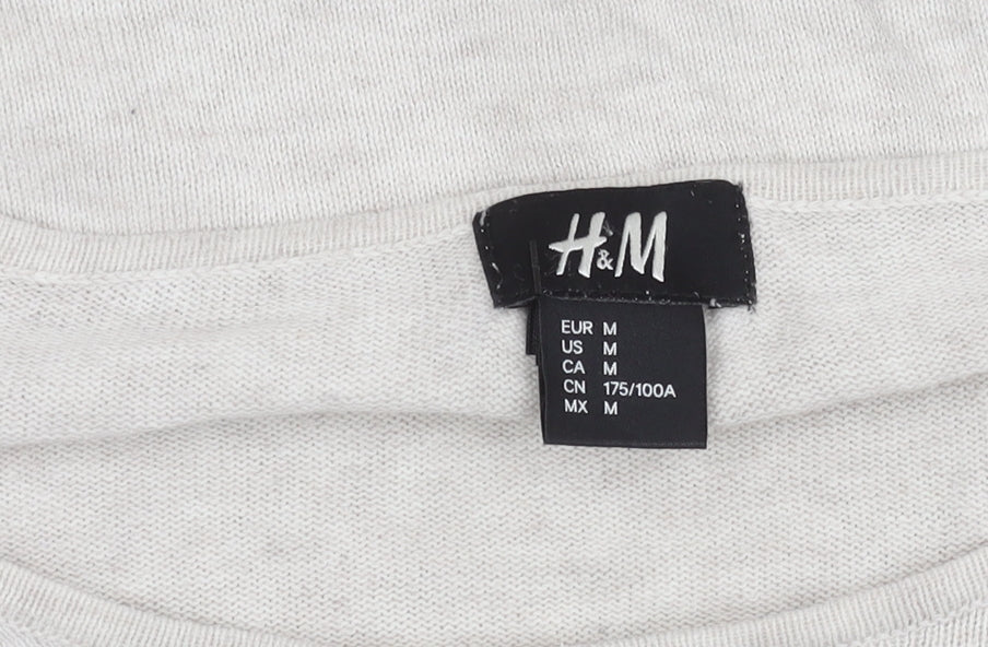 H&M Women’s Beige Cotton Crew Neck Jumper Size 12 Long Sleeve