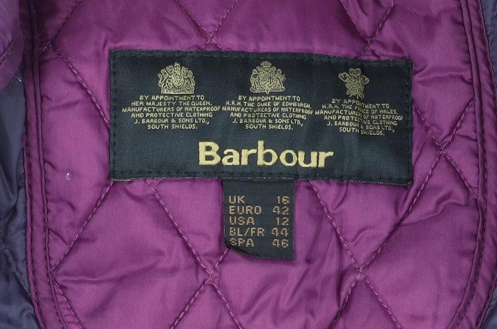 Barbour Womens Purple Quilted Jacket Size 12 Mid-Length Classic