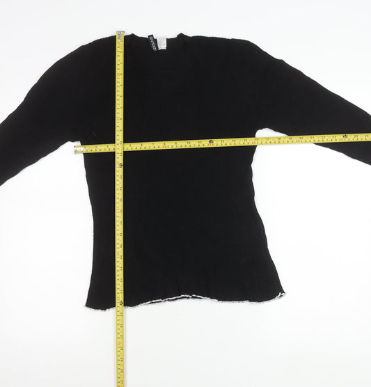 H&M Divided Womens Black Size 12 Slim Fit Knit Long Sleeve Jumper